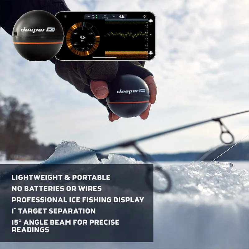 Deeper PRO Castable and Portable WiFi Fish Finder Depth Finder for Kayaks Boats on Shore Ice Fishing / Deeper Smart Sonar