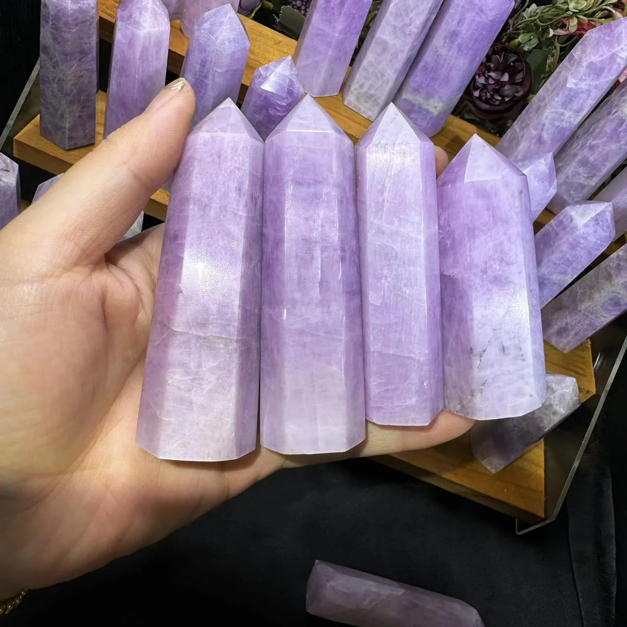 Natural Wholesale Price  Healing Stone Crystal Tower Nice Kunzite Point  For Healing