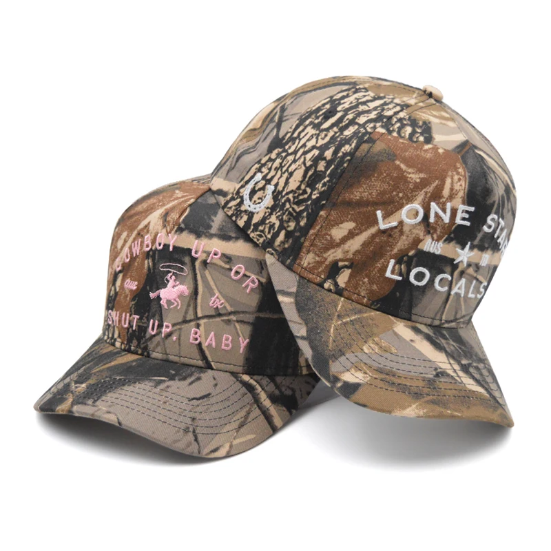 Custom Logo Embroidery Outdoor Hunting Laser A Frame Gorra Caps 5 Panel Desert Real Tree Camouflage Camo Baseball Caps Hat