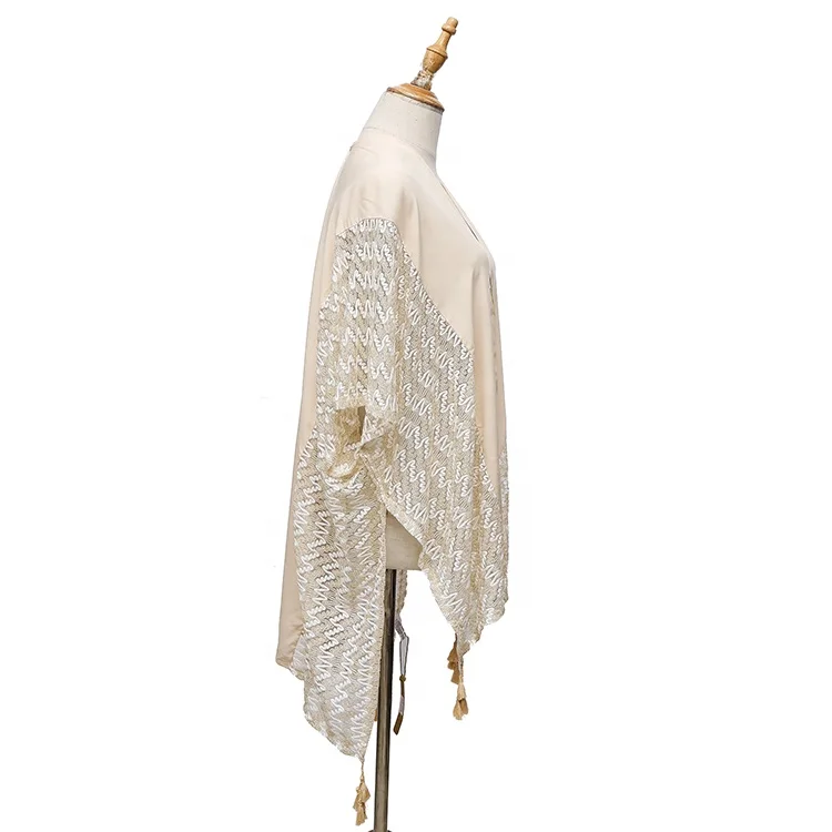
2020 Newest Lace Decoration Clothing Women Sleeveless Cardigan Stylish Beautiful Oversize Kimono With Tassel 