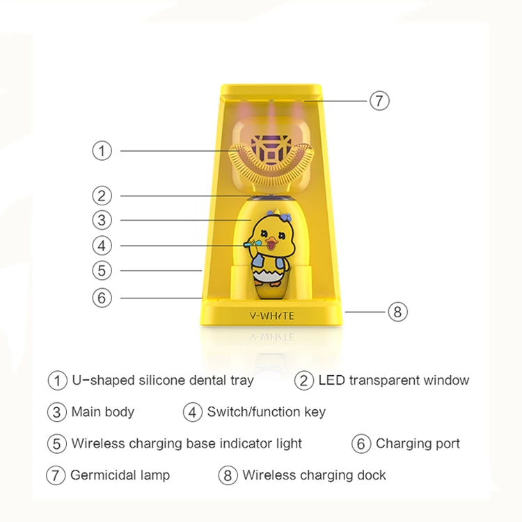 kid Ultrasonic Electric Toothbrush New Model Ultrasonic Kids Electric Toothbrush IPX7 Waterproof U Type Whitening Toothbrush