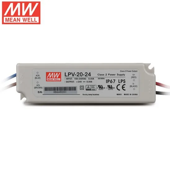Meanwell MW LPV-20-12 LPV-20-24 LPV-20-5 LPV-20-36 20W mean well IP67 Outdoor CV AC/DC 24V 12V 5V 36V led switching power supply