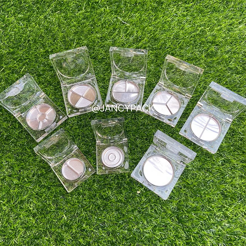 JANCY PACK D28.5mm D40mm Square Full Transparent Single Empty eyeshadow powder Palette Blusher Case compact with pan with mirror