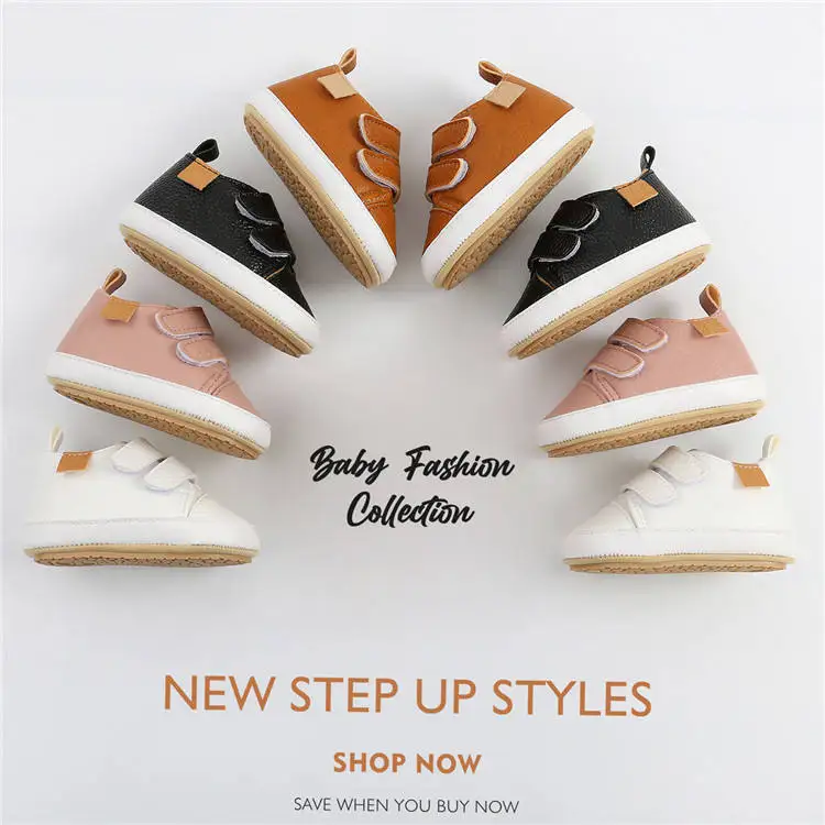 Factory Custom Newborn Infant Baby Boys Girls Sneaker Casual Oxford PU Leather Toddler First Walker Shoes