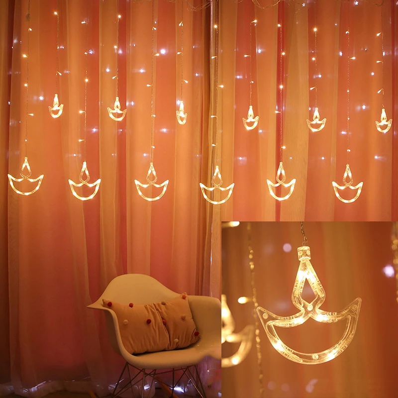 2.5M LED Anchor Curtain Light 220V EU Christmas Garland String Fairy Lights Outdoor For Home Window Wedding Party New Year Decor