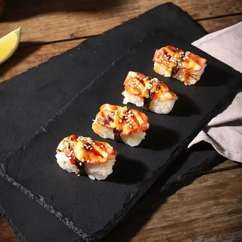 Wholesale rectangular natural black dinner slate plate with competitive price