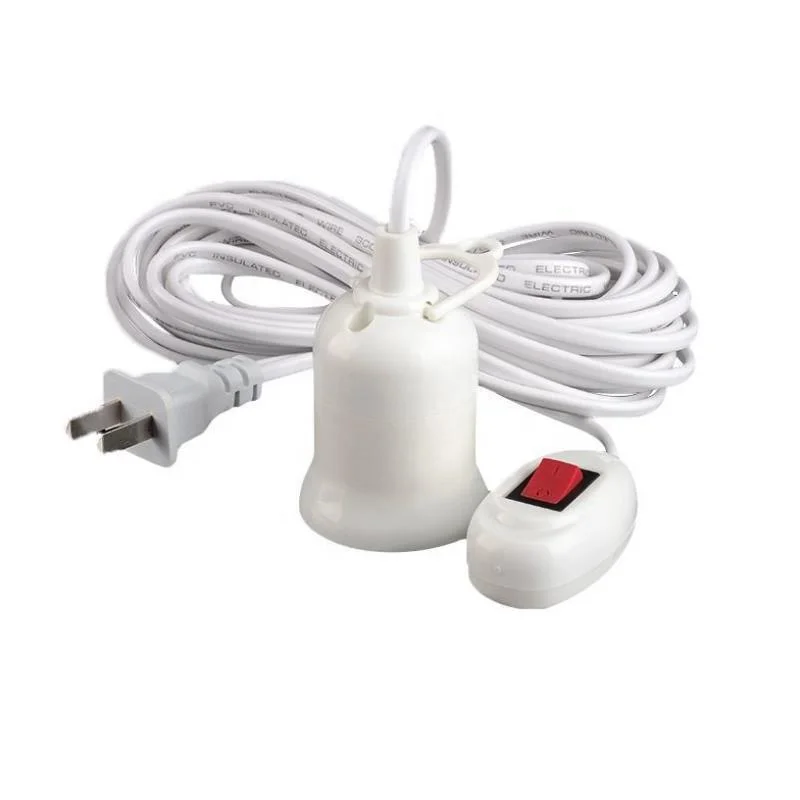 Grow light e27 lamp holder socket to EU US 2 pin plug adapter converter with 5meter power cord switch