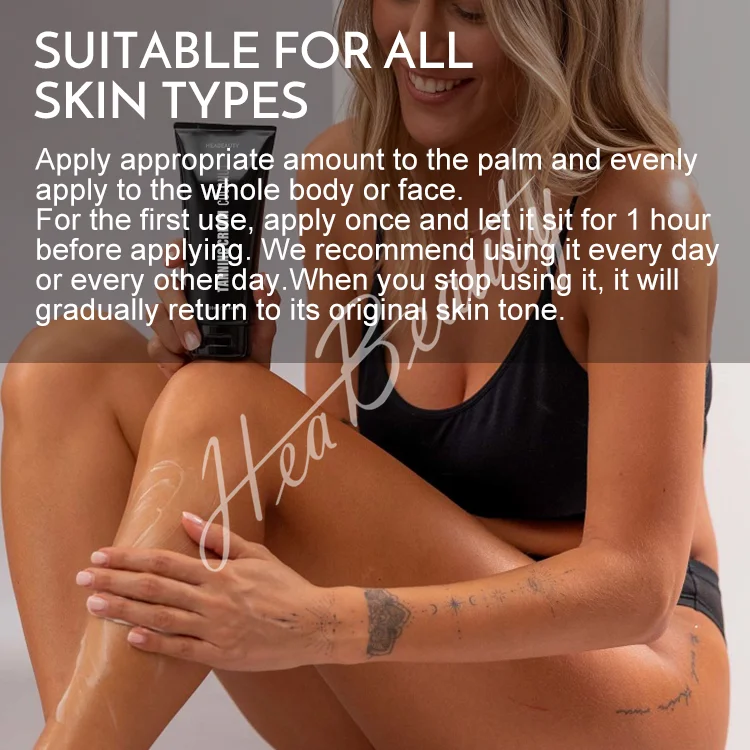 Natural Face and Body Bronzer Tanning Cream Sunless Tanning Lotion/OEM Gradual Solarium Tanning Cream