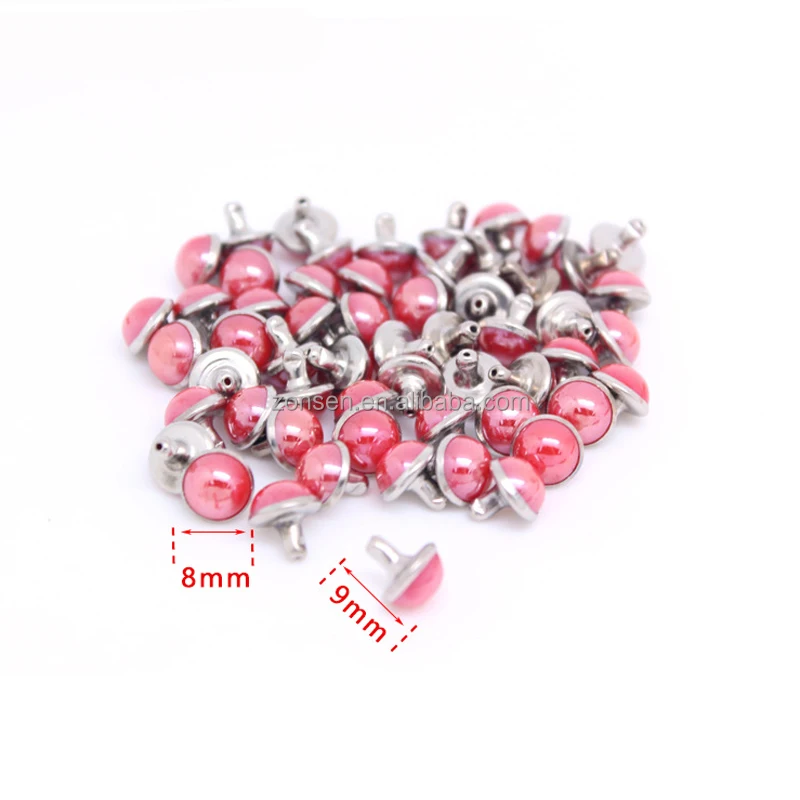 Wholesale 8mm Metal Rivets Brass Material Decorative Pearl Rivet Studs Eco-friendly For Clothes Shoes Bags