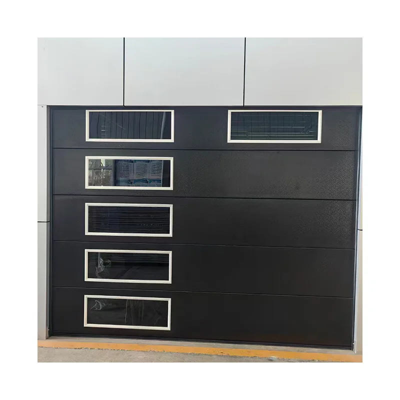 Aluminum Panel sliding up Garage Door For Residential Buildings One Way Transparent Glass panel with automatic motor