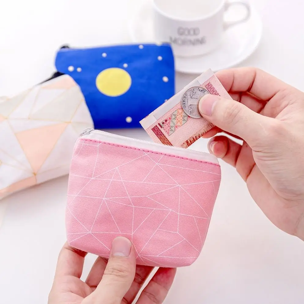 Custom Canvas Fabric Small Coin Purse For Women Cute Printed Mini Change Wallet Key Money Bag Wholesale