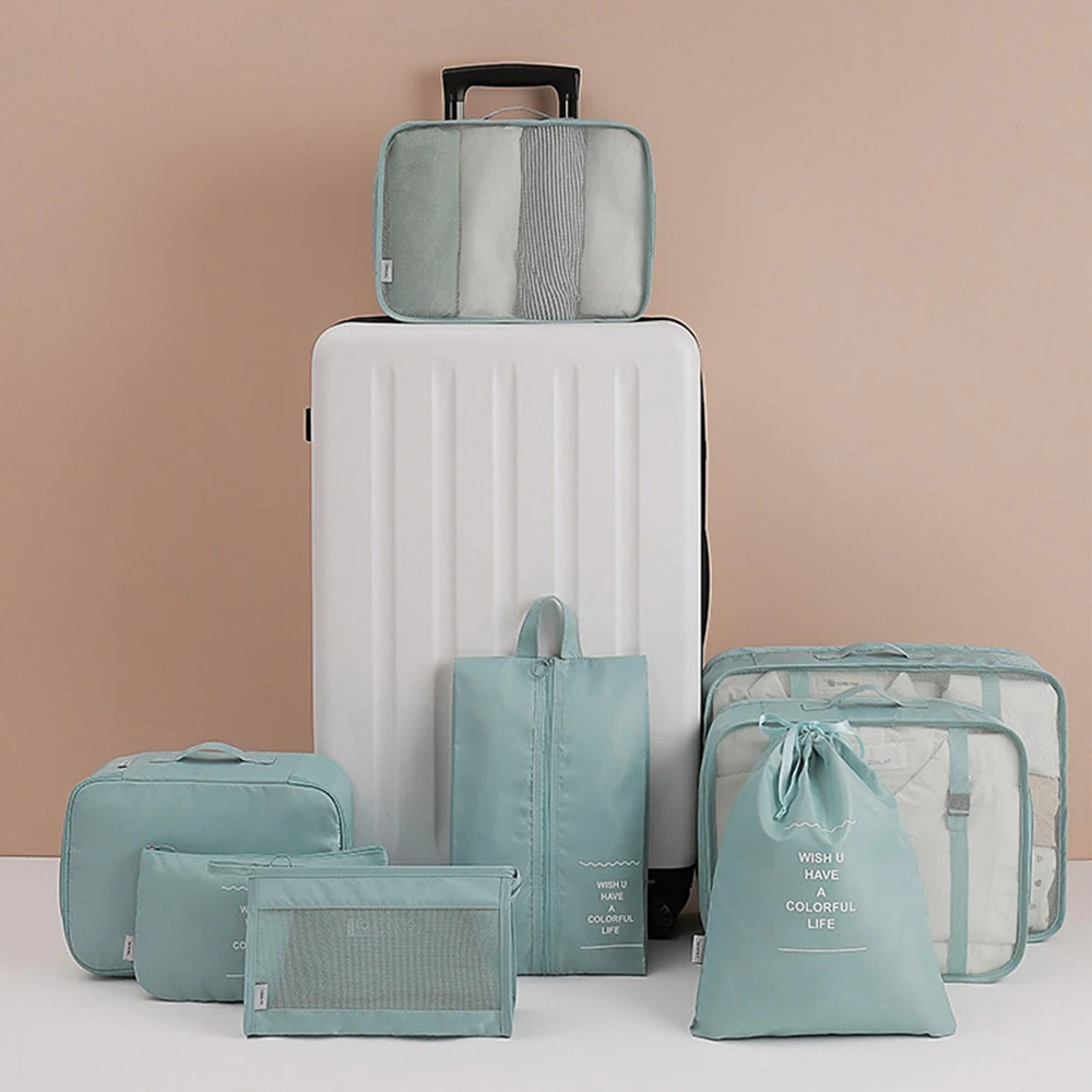 8 Set Packing Cubes Compression Suitcase Travel Essentials Luggage Organizer for Travel Accessories Shoe Laundry Bag