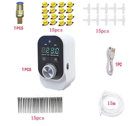 Automatic Drip Irrigation Kit Mini Size Big Power Houseplants Self Watering System 1-23 Hour1-30 Day Interval Programmable Timer