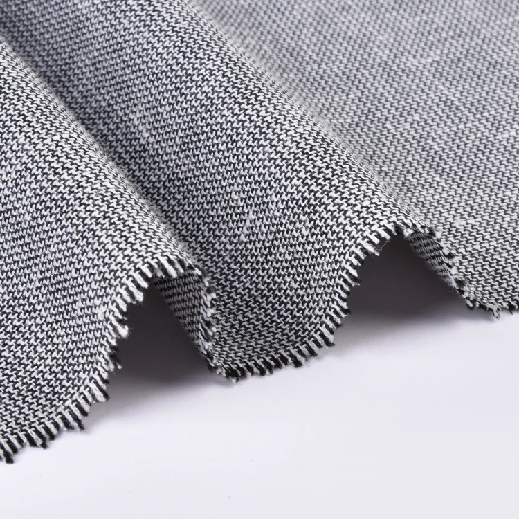 Wholesale Yarn Dyed Woven Design Polyester Men Cloth Fabric Custom Gray Color Jacquard Suit Fabric Linen