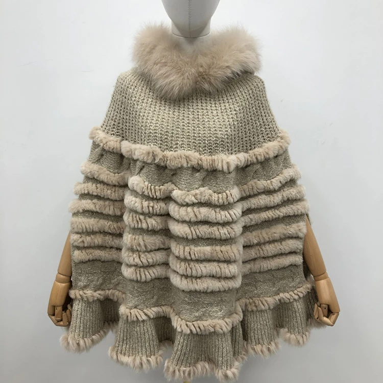 Популярные высококачественные теплые шали из натурального кроличьего меха и лисьего меха для женщин на зиму