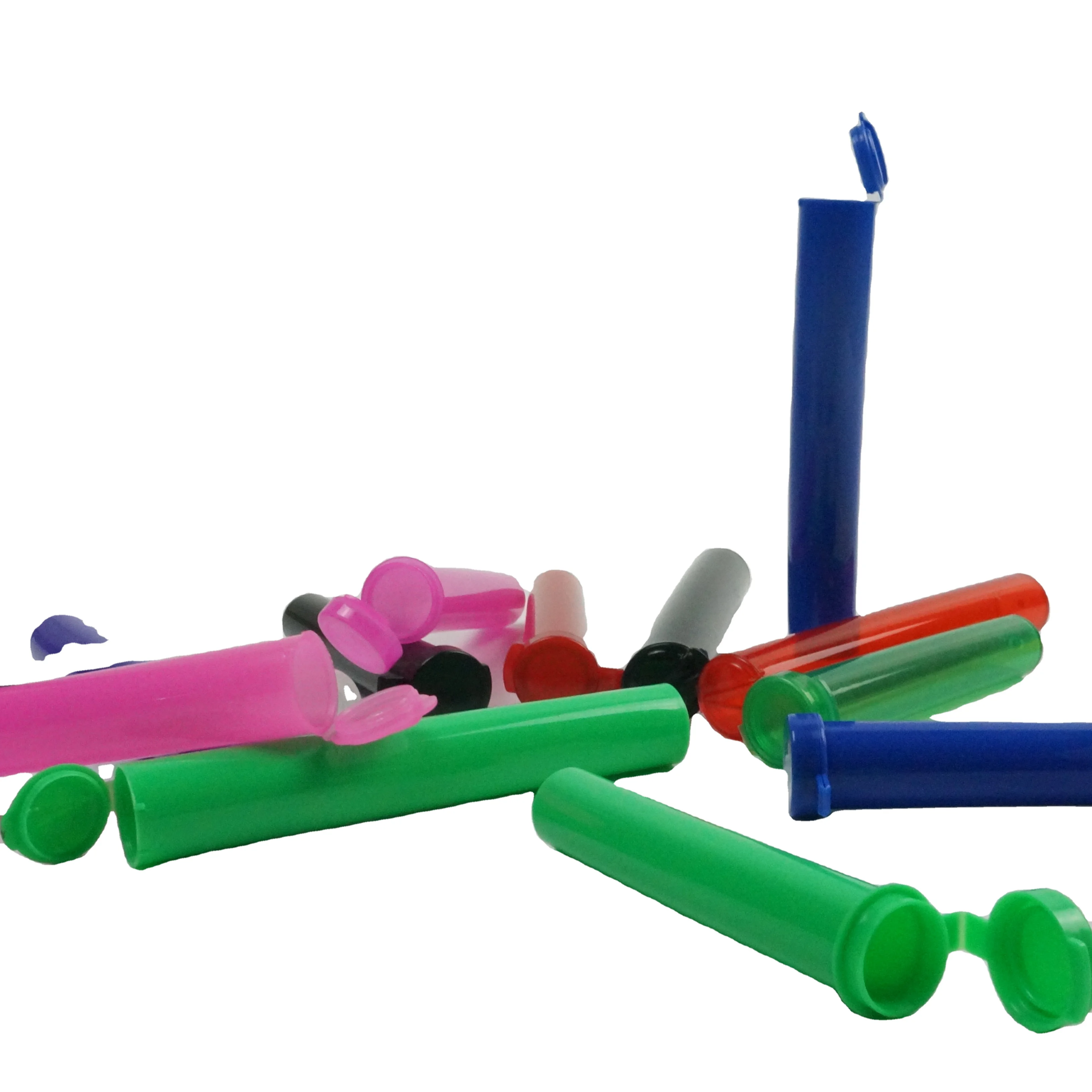 Plastic Flip Top Rolling Paper Smoking Accessories Acrylic Pre Storage Cone Packaging Tube with Cap