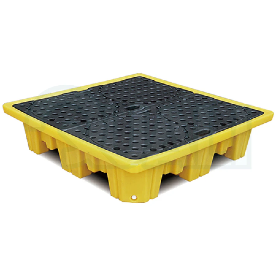 1240*1240 Plastic Spill Pallet Warehouse System Leak proof Tray Yellow And Black Spill Pallet Containment