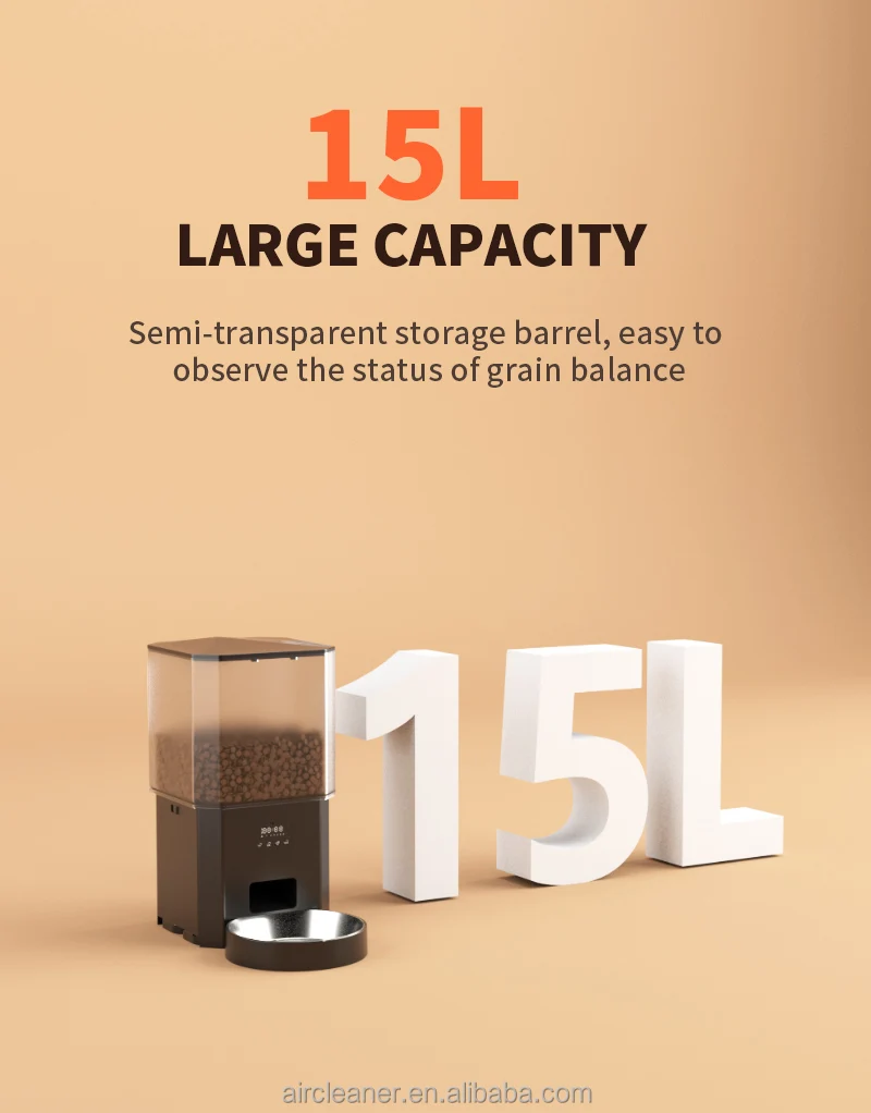 NEW Wifi 15L Large Capacity Automatic Feeder Clog-Free Pet Smart Feeder Pet Food Dispenser Pet Bowl Feeder With HD Camera