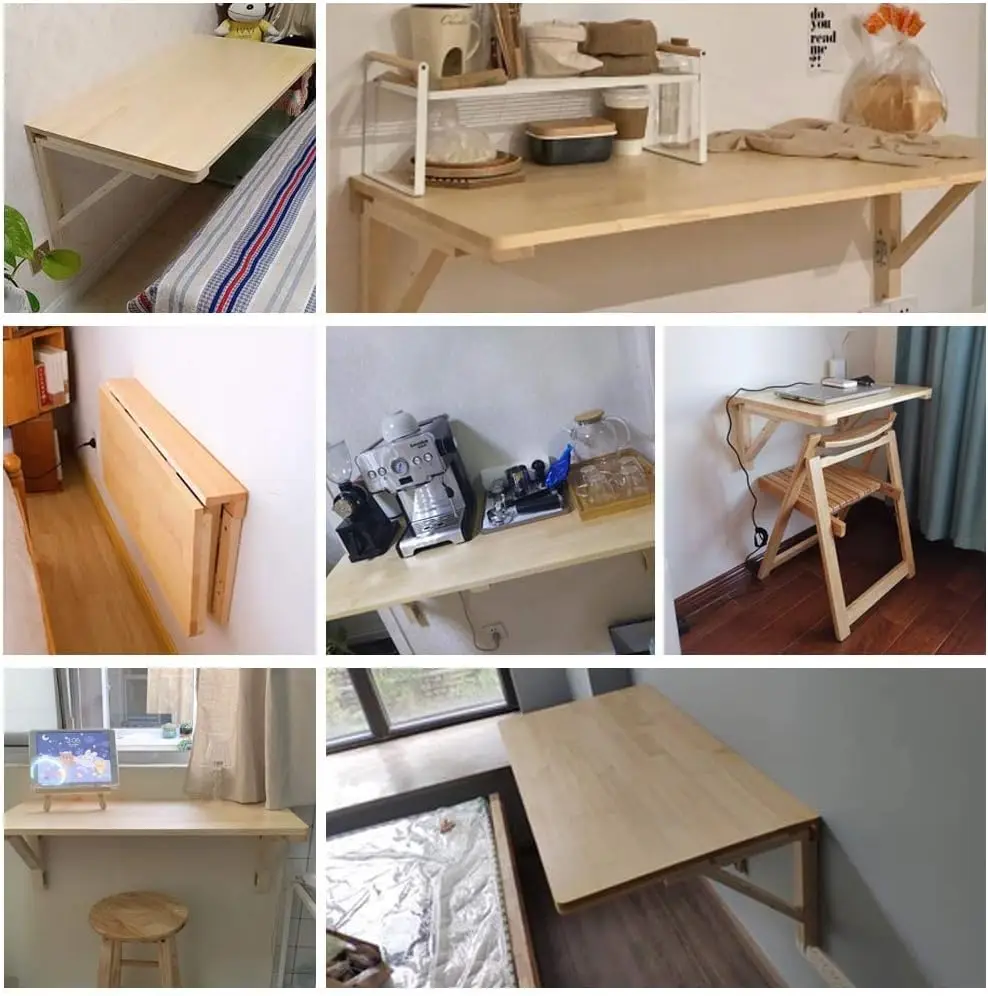 Wholesale Bamboo Wood Modern Dining Table Wall Mounted Folding Computer Desk for Dining