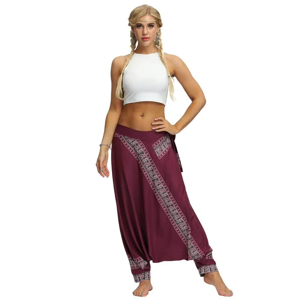 
Women Thai African Soft Loose harem pants Hippy Casual Fitness Yoga Pants Femme Sexy High Waist indian saree Dance Costumes 