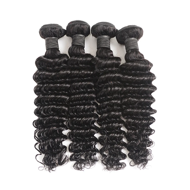 
cheap 10a Deep Wave Human Hair Bundles With Closure Hair Extensions Brazilian Virgin Hair Weave Bundles 