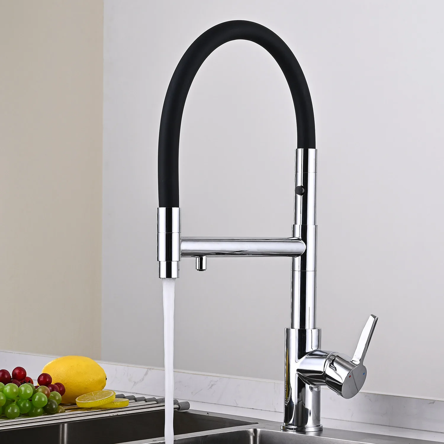 Copper Single Handle Pull Down Sink Kitchen Faucet with Sprayer Multifunctional Kitchen Sink Water Purifier Faucet Brass Modern