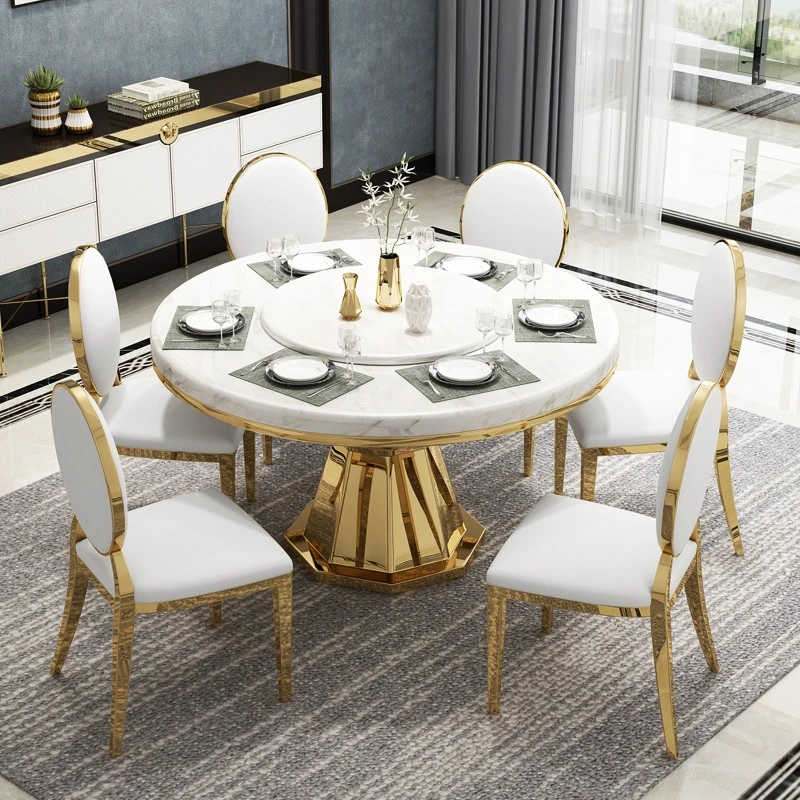 gold leg designs luxury modern round marble top dining room furniture tables set
