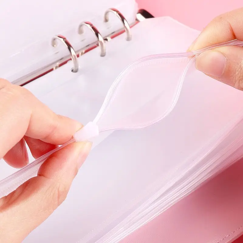 Custom PU Leather Planner Binder 12 Clear Envelopes A6 Budget Binder Ring Binder With Cash Envelopes