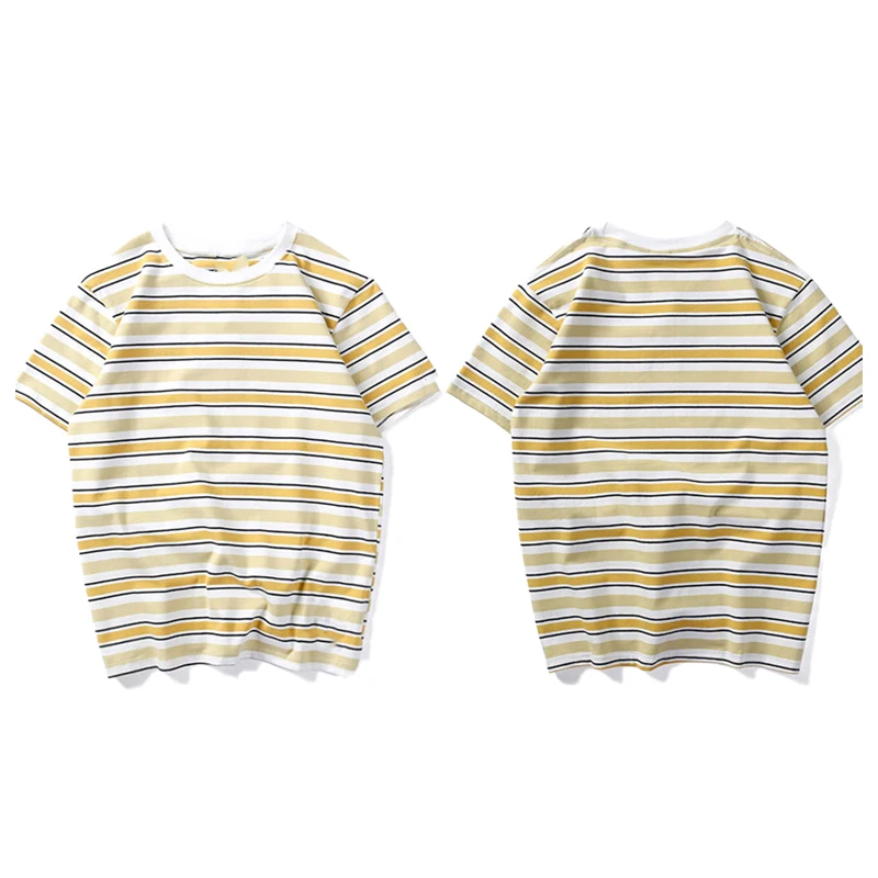 buy quality summer fashion tops hip hop streetwear short sleeve blank striped t-shirts 100% cotton teeshirts men cropped tshirt