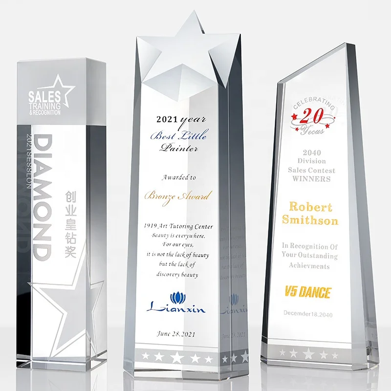 Accept Any Design Crystal Trophy Business Gifts Crystal Block 3d Crystal Trophy Glass Awards