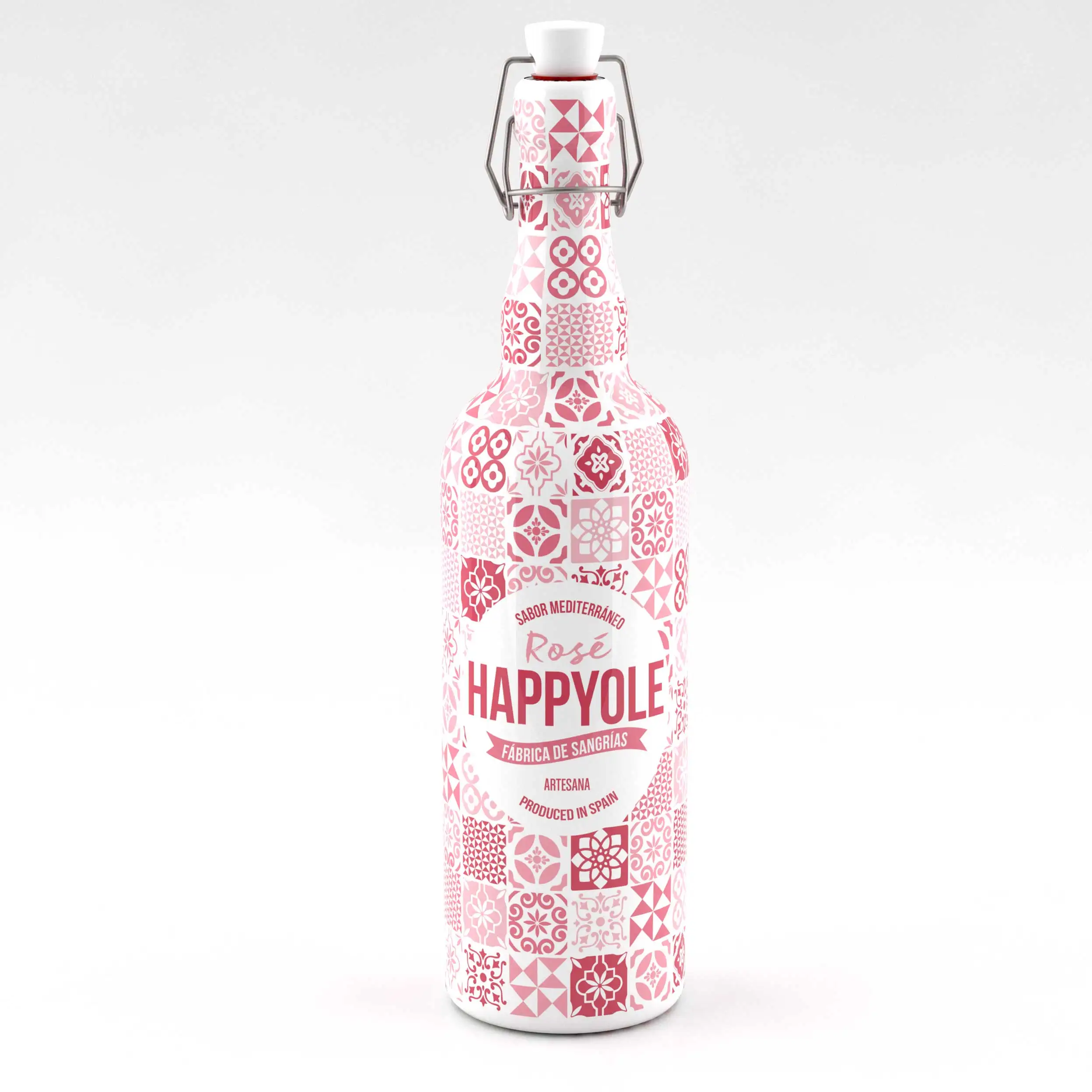 HAPPYOLE SANGRIA ROSE. SPAIN. Natural. strawberry and lemon juices. White wine. Sweet beverage. No preservatives.