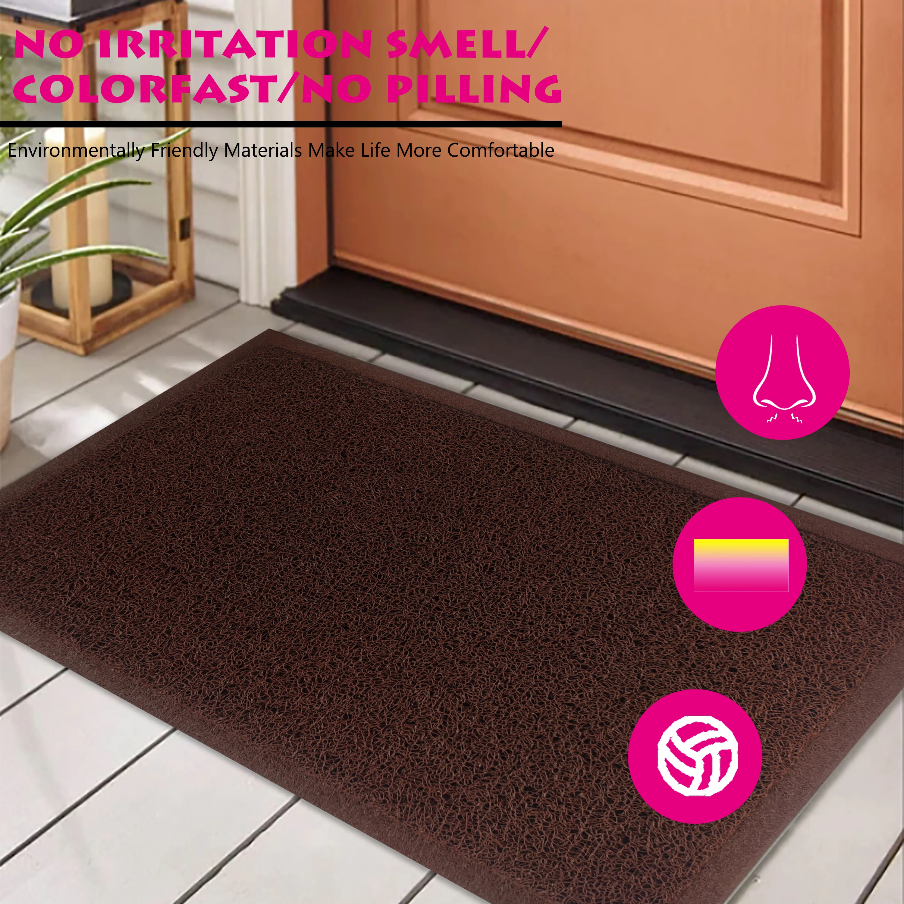 Non Slip outdoor indoor cushion pvc coil floor carpets customized logo doormats welcome entrance front pvc door mats for home