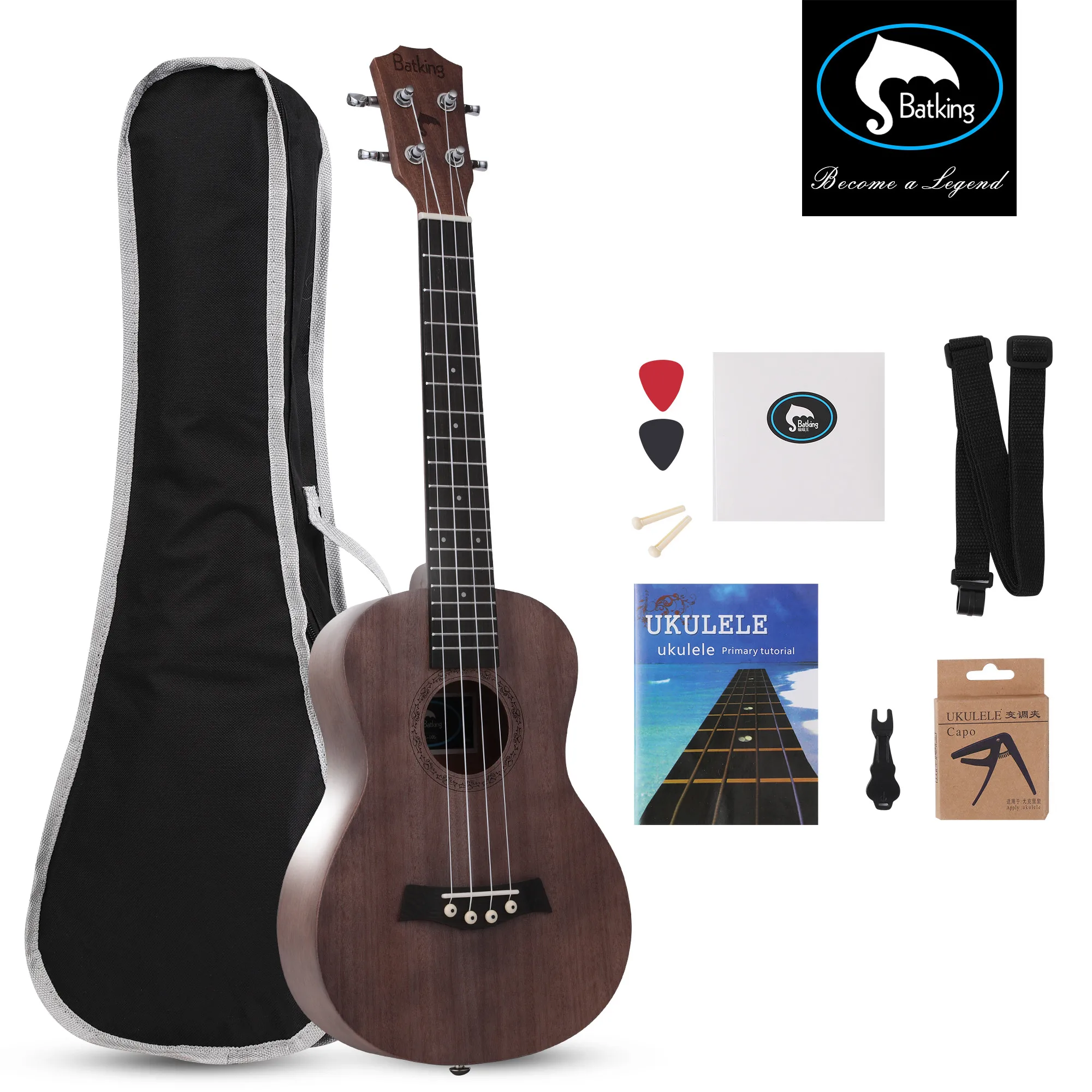Batking Hot Sale Tenor 26 Ukulele  Solid Top Mahogany  With Ukulele Accessories With Gig Bag