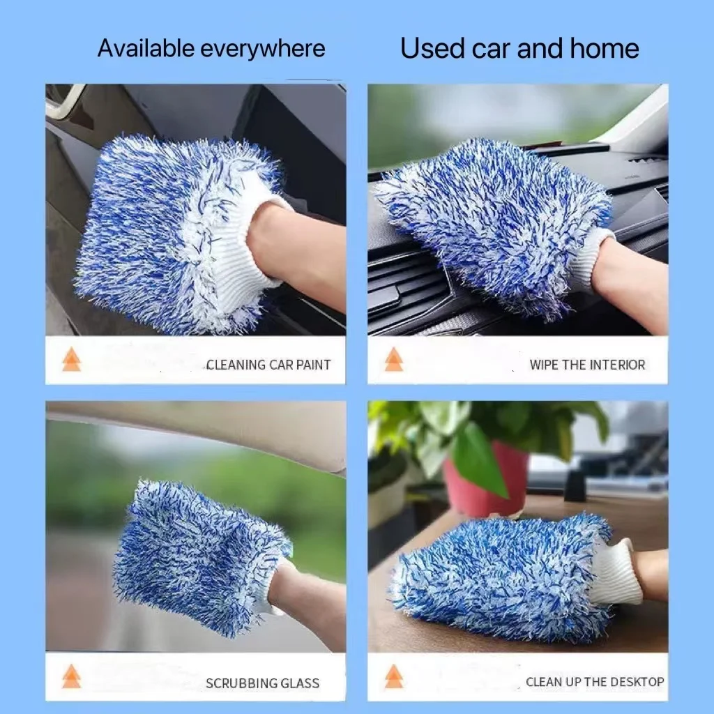 China Wholesale Cleaning Glove Mixed Color Premium Black Red Green Blue Microfiber Wash Mitt for Car Auto Detailing Buffing