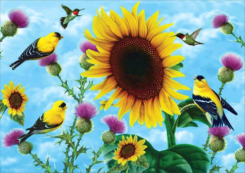 
Sunflower&Butterfly Threads Embroidery Canvas Cross Stitch Art Home Decorative Cross-Stitch Fabric Set 