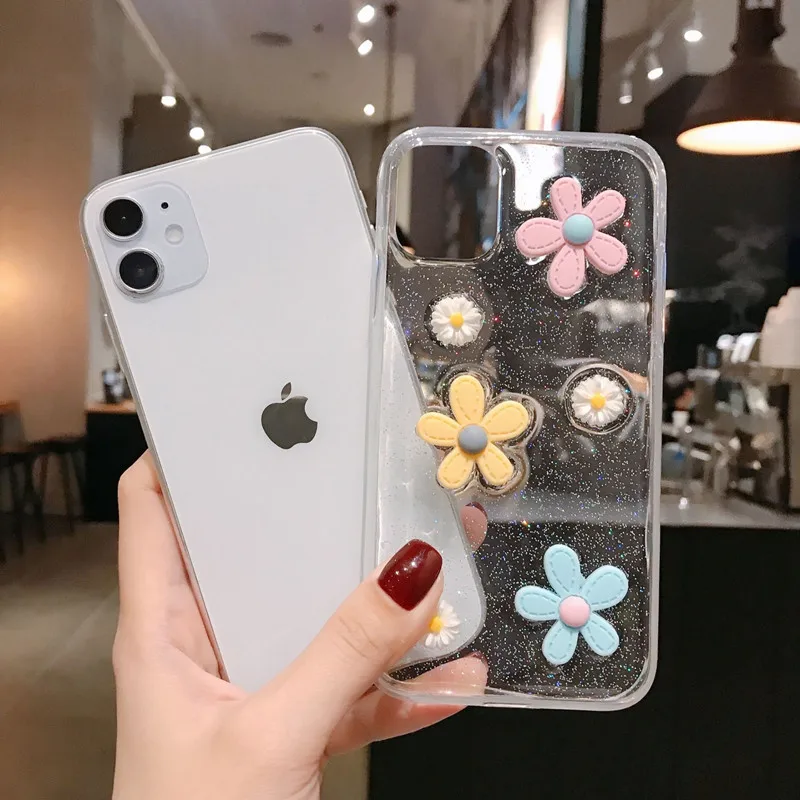 
Personalized Soft Tpu Crystal 3D Epoxy Flower Cell Phone Case For iPhone 6 7 8 7 Plus 8 Plus X XS MAx SE 11 11 Pro 11 Pro Max 