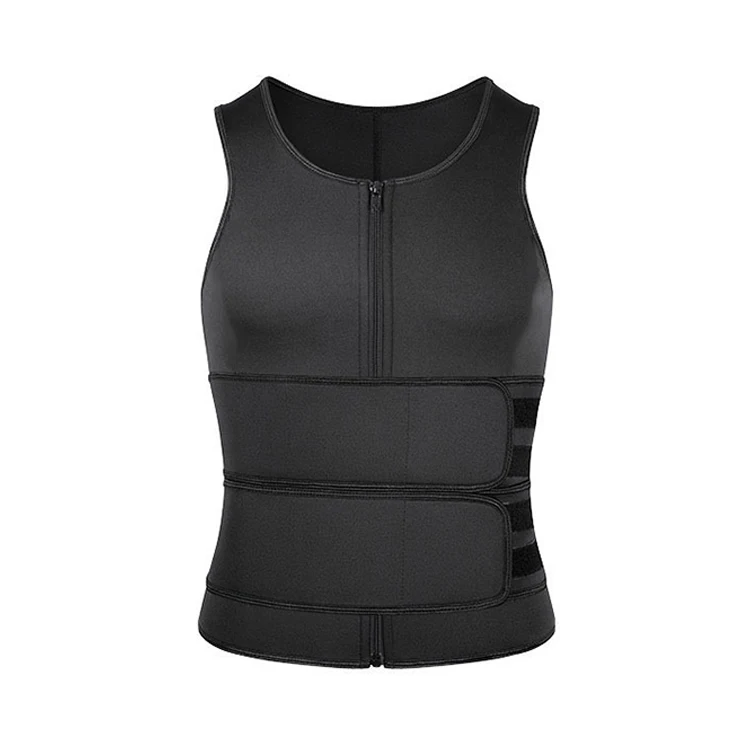 High Quality Neoprene Double Strap Waist Trainer Workout Tank Top Back Support Vest with Trimmer Belt for Men