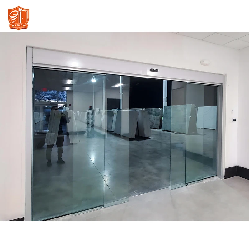 Custom automatic glass sliding door for shop supermarket