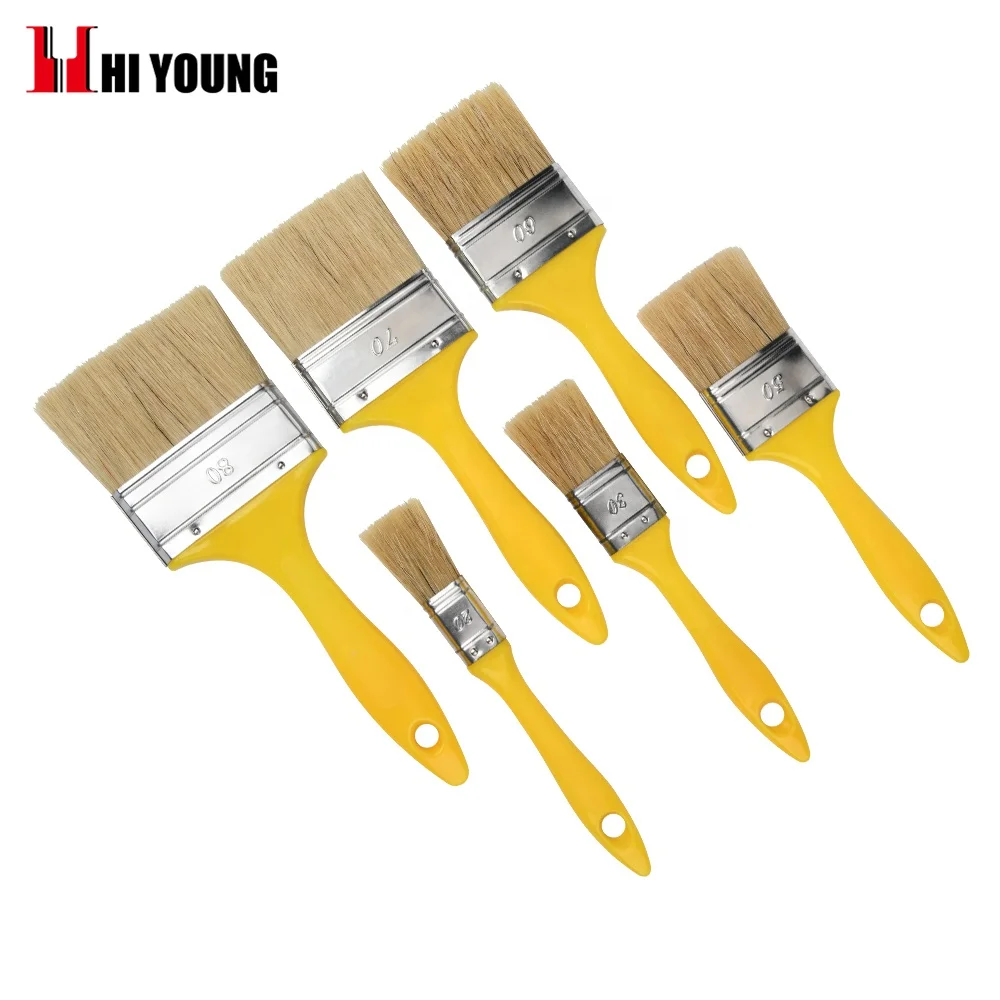 Factory cheap price Yellow Plastic Handle bristle Paint Brush Wall Paint Brush