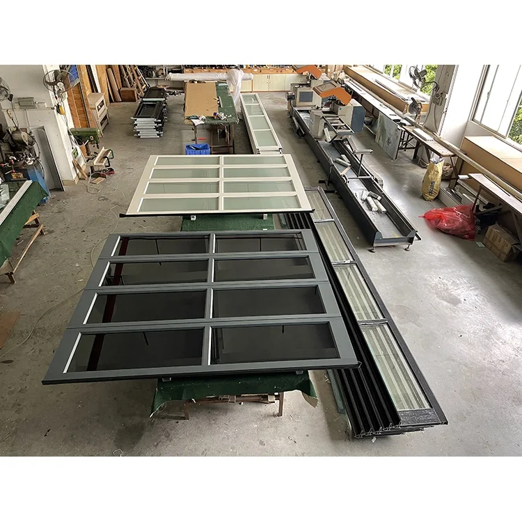 Aluminum alloy frosted glass modern new black combined automatic garage door for Villa modern garage door