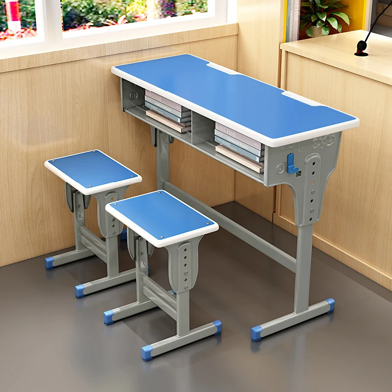 Adjustable Modern Design Metal Wood Student Chair Customizable Double Tables Primary Middle Schools Wholesale Plastic Material