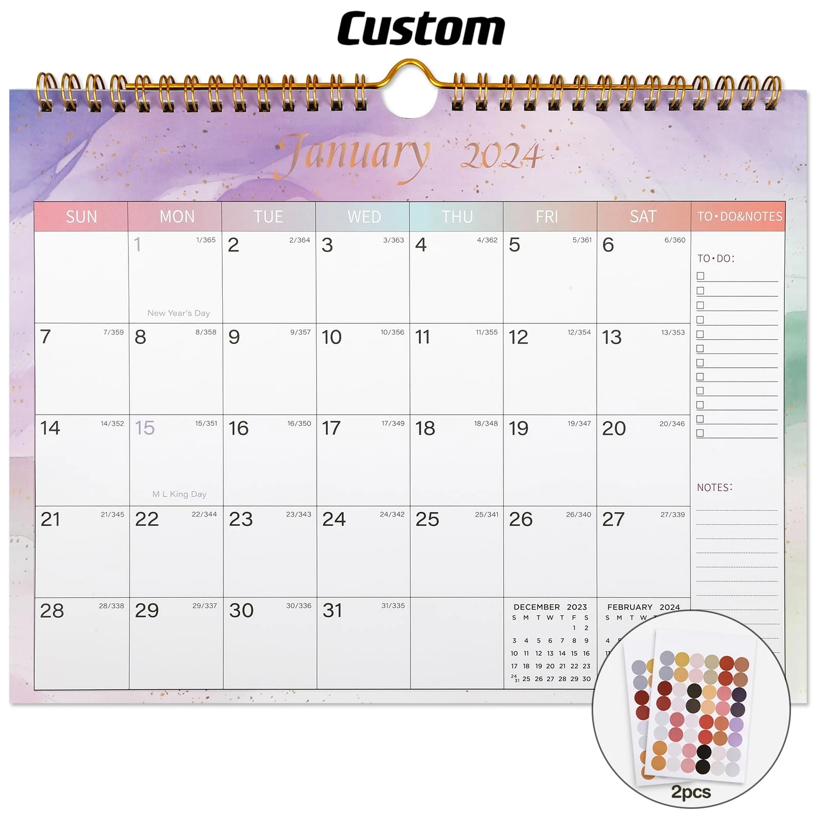 Reliable Wholesaler Custom with Your Own Designs Spiral Monthly Calendar Planner 2024 - 2025 Wall Calendar