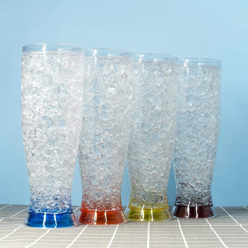 Freezer Ice Drinking Glasses Cooling Wine Cups Double Wall Gel Frosty Beer Mugs  for Parties and Gifts