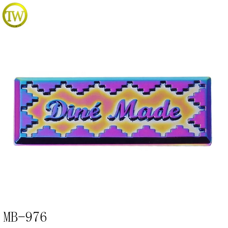 Rainbow Plated Bag Hardware Making Zinc Alloy Rectangle Letter Private Tags Emblem for Luggage