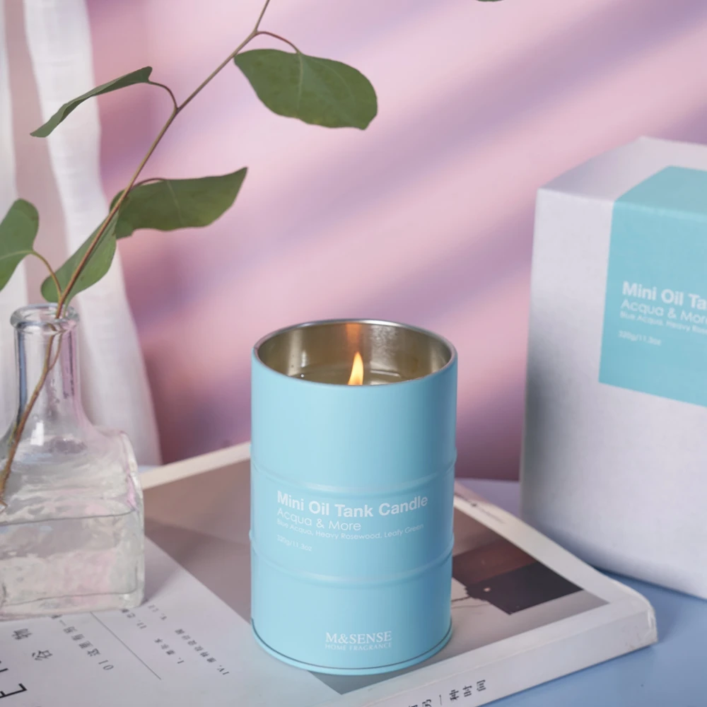 Custom 320g Mini Oil Tank Jar Organic Soy Luxury Fragrance Scented Candles