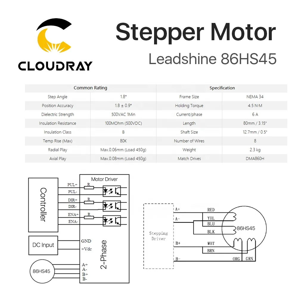  Cloudray DM03 Leadshine Nema 34 2-фазный шаговый двигатель