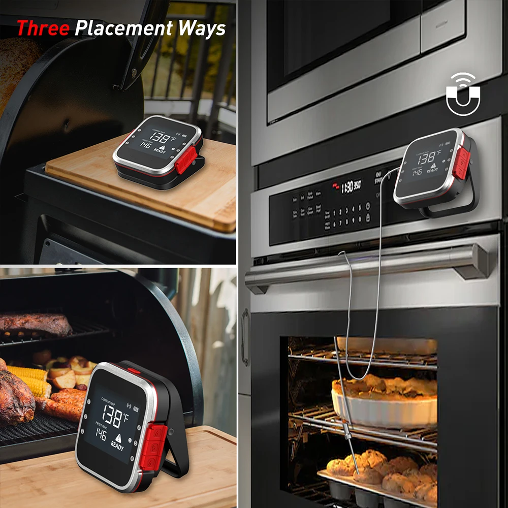 Led Digital Temperature Gauge Celsius Steak Medium Rare Food Grade Probe Meat Thermometer With Timer Alarm