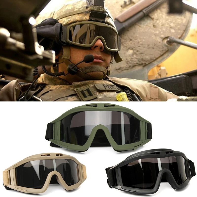 Goggles Shooting Sunglasses Windproof Sand Control Wargame Glasses 3 Lenses Replaceable Shooting Glasses
