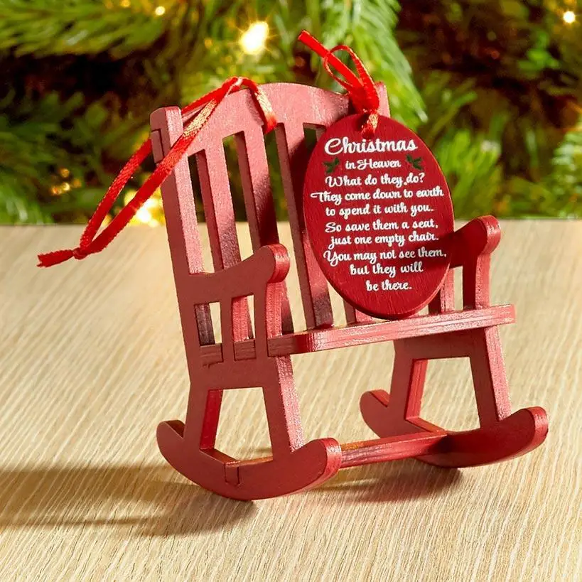 Creative 2022 New Christmas Pendant Wooden Paradise Memorial Chair Red Christmas Tree Hanging Ornaments