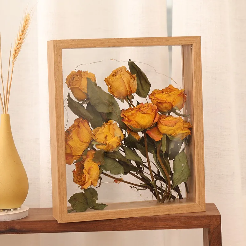 Dry Flower Embossed Glass Frame Plant Herbarium Acrylic Wooden Photo Frame Box 3d Floating Frame